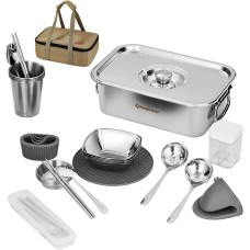 Набір посуду для кемпінгу на 4 особи KingCamp Hot Pot set pro KA2310 silver