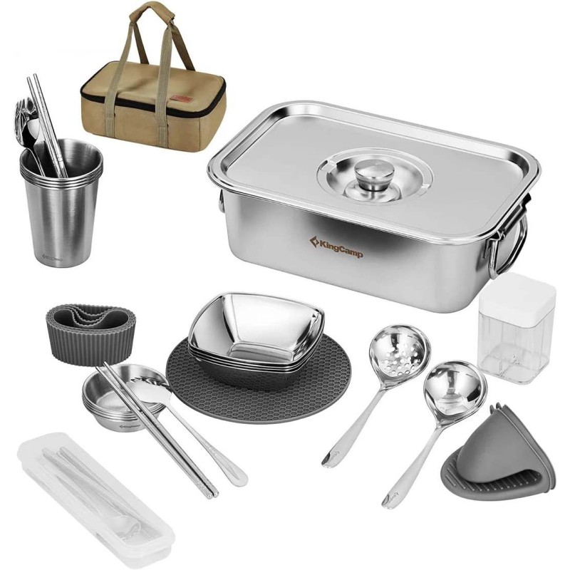 Набір посуду для кемпінгу на 4 особи KingCamp Hot Pot set pro KA2310 silver