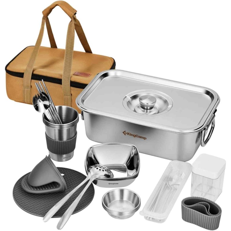 Набір посуду для кемпінгу на 4 особи KingCamp Hot Pot set pro KA2310 silver