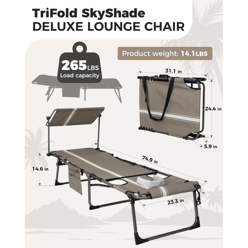 Шезлонг KingCamp Magnolia B10 Plus KC2520 grey/white