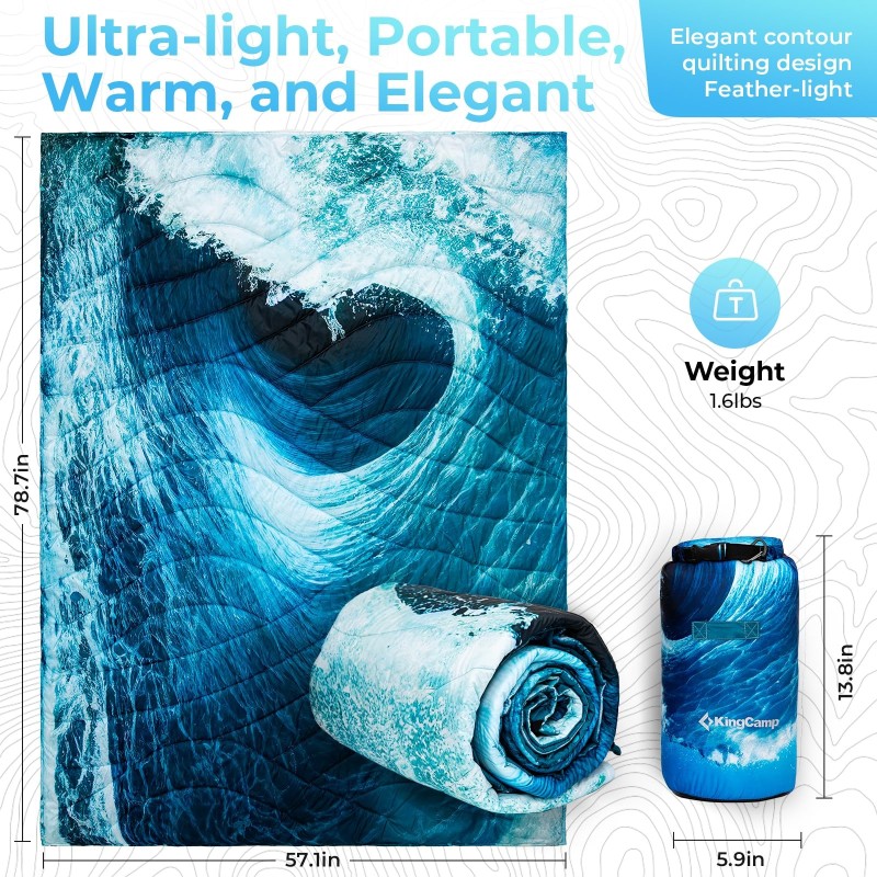 Ковдра туристична KingCamp Smart 150 XL KS2436 sea wave, Seawave