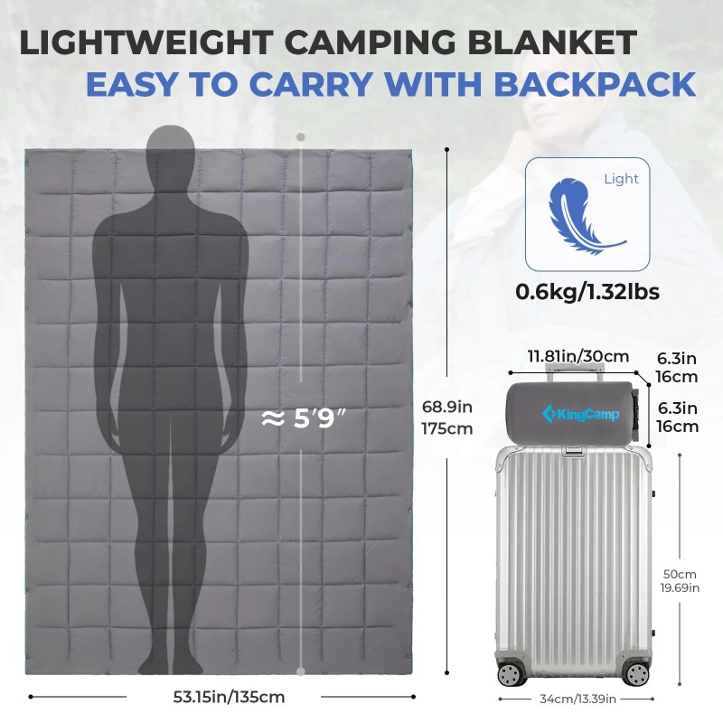Ковдра туристична KingCamp Smart 150 KS2432 charcoal, Темно-сірий
