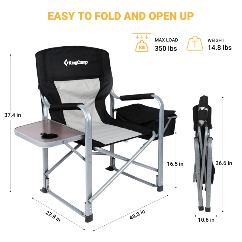 Стілець розкладний KingCamp Director Chair KC3977 black/medium grey
