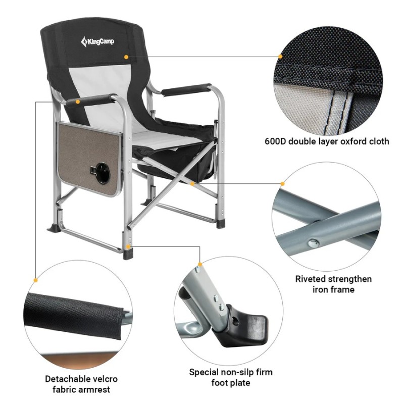 Стілець розкладний KingCamp Director Chair KC3977 black/medium grey