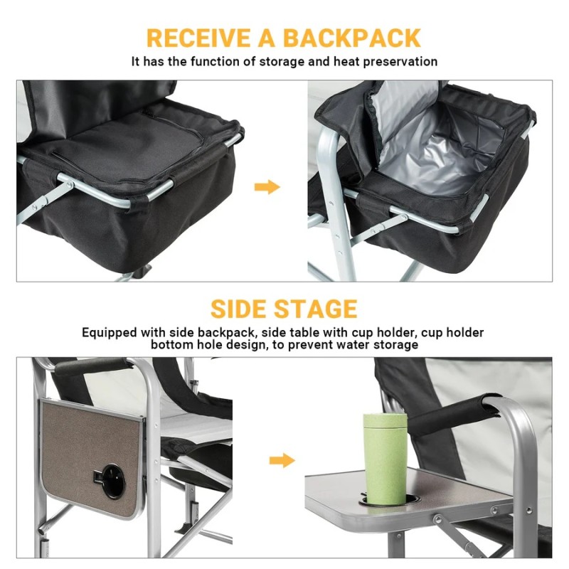 Стілець розкладний KingCamp Director Chair KC3977 black/medium grey